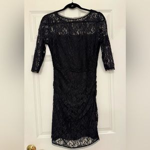Max and Cloe Black Lace Bodycon Mini Cocktail Dress with 3/4 sleeves - Size 6